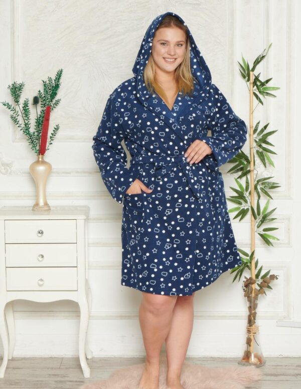 Morella Gold Szlafrok Damski Polarowy Większe Rozmiary kod; GD-1-14005 Rozmiary; 1XL-2XL / 3XL-4XL - zdjęcie 4