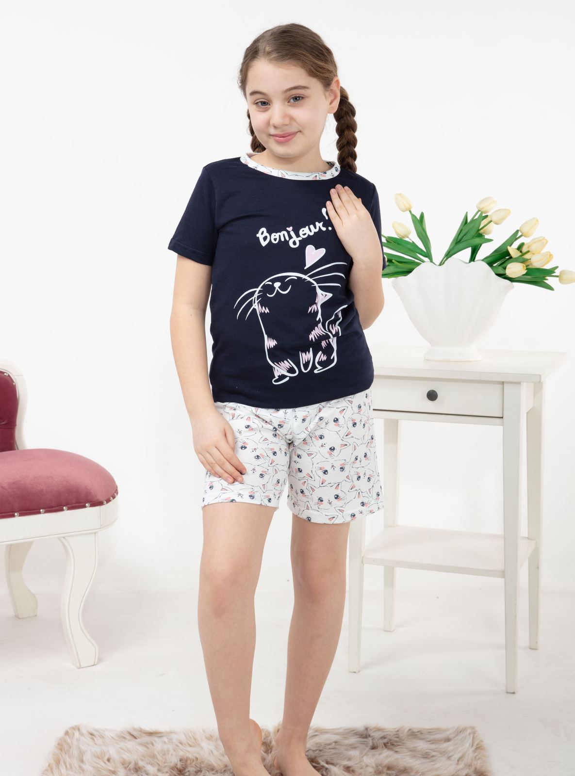 Morella Piżama Dziecięca Krótki Rękaw Roz:140-146-152-158-164 Kod:17500-1