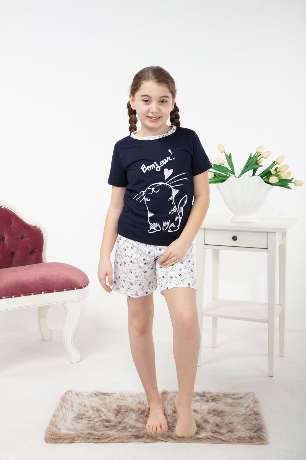 Morella Piżama Dziecięca Krótki Rękaw Roz:140-146-152-158-164 Kod:17500-1 - zdjęcie 2