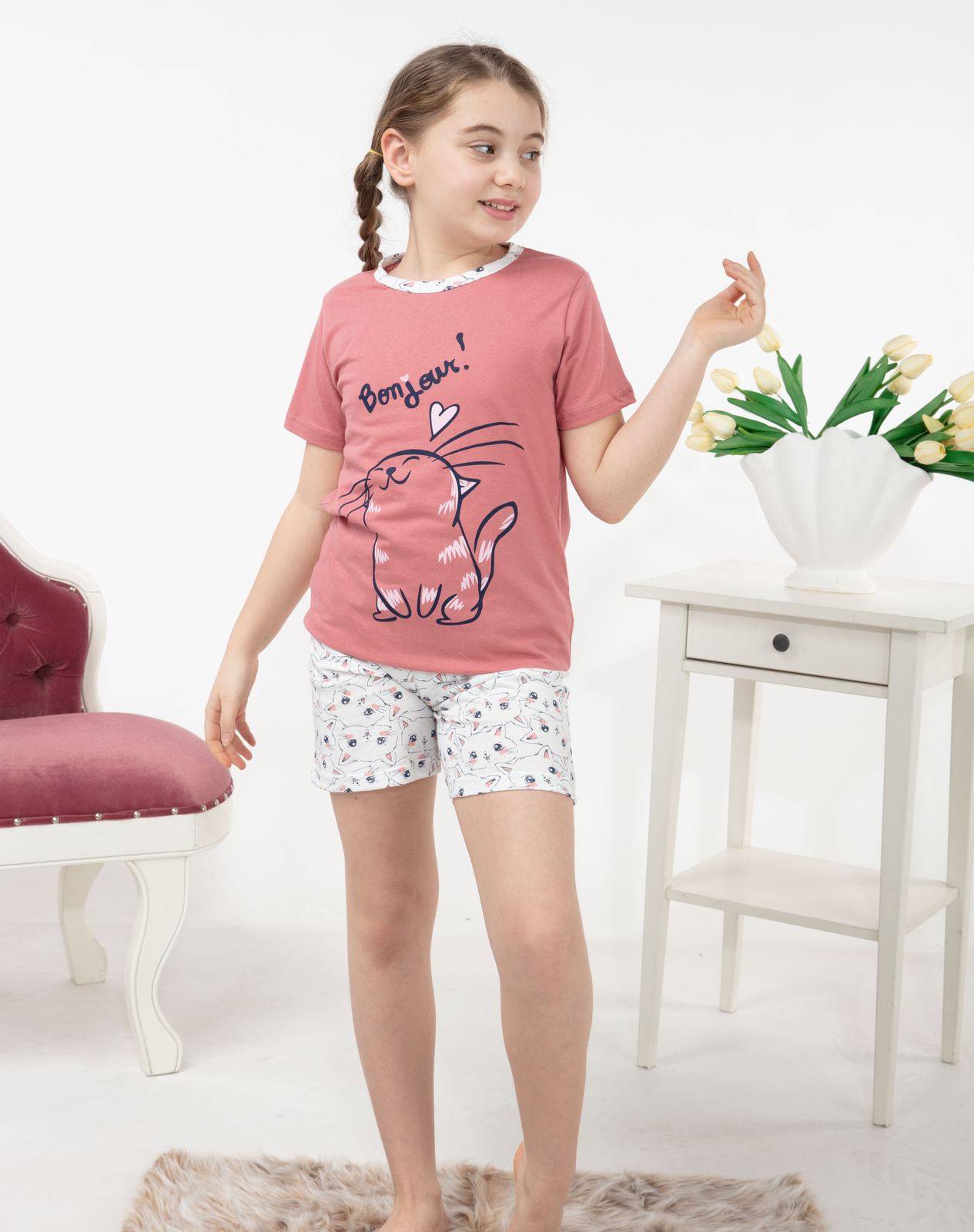 Morella Piżama Dziecięca Krótki Rękaw Roz:140-146-152-158-164 Kod:17500-2