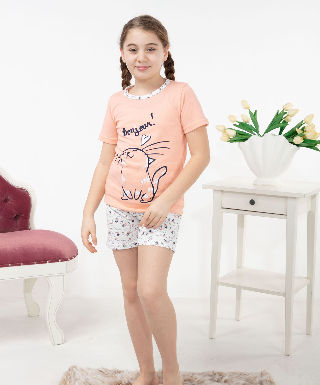 Morella Piżama Dziecięca Krótki Rękaw Roz:140-146-152-158-164 Kod:17500 - zdjęcie 1