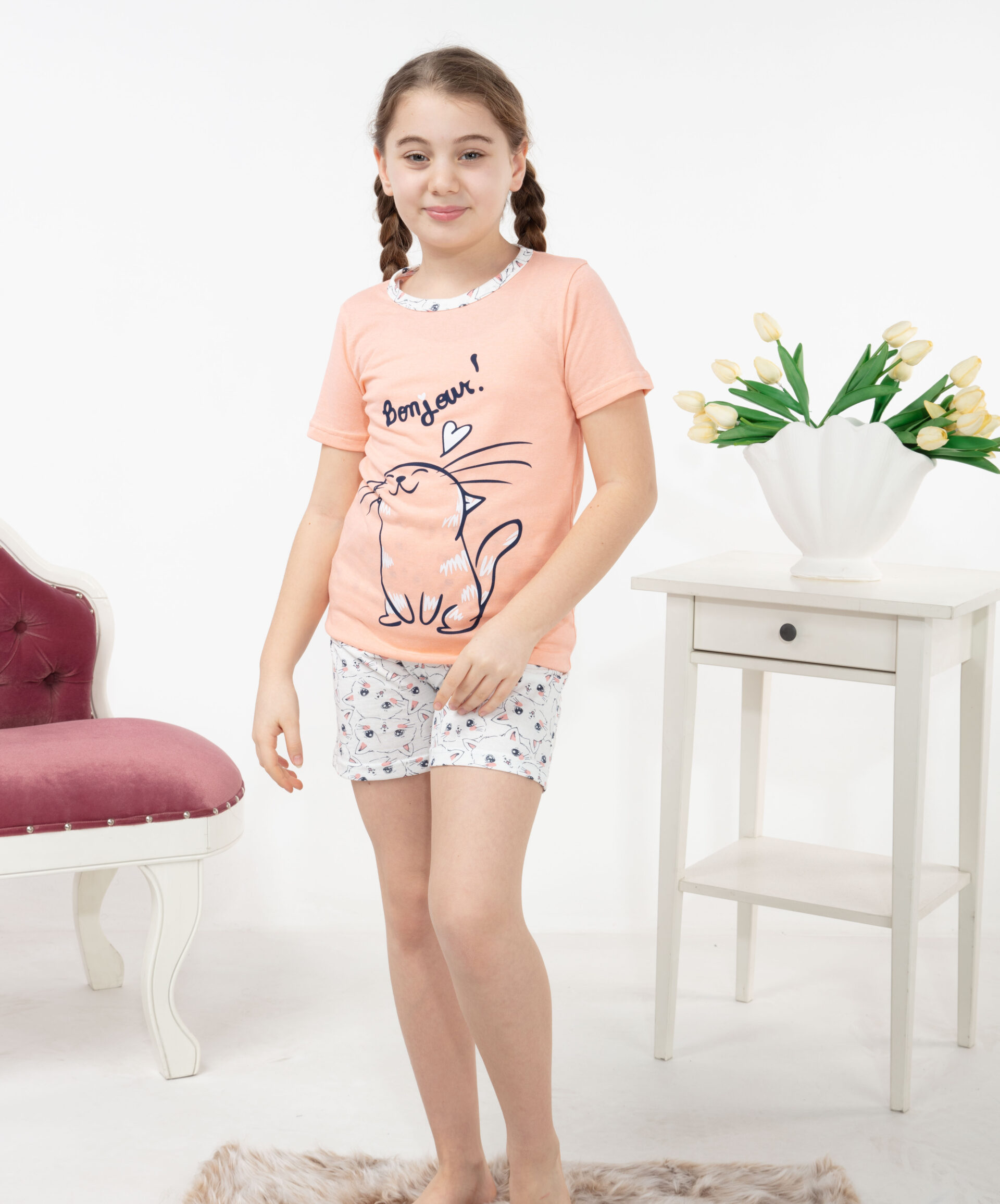 Morella Piżama Dziecięca Krótki Rękaw Roz:140-146-152-158-164 Kod:17500 - zdjęcie 3