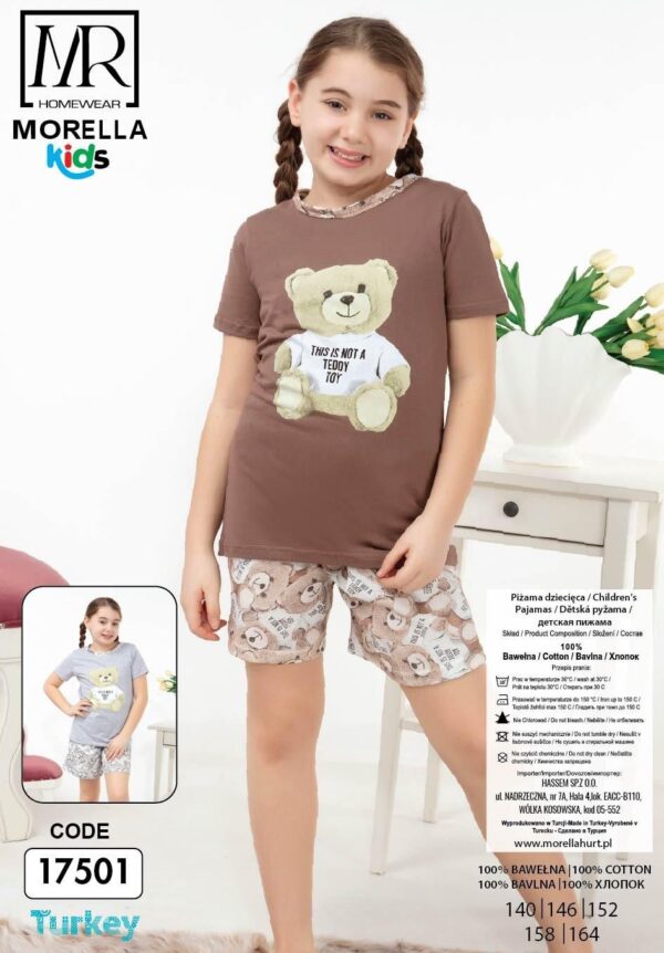 Morella Piżama Dziecięca Krótki Rękaw Roz:140-146-152-158-164 Kod:17501 - zdjęcie 4