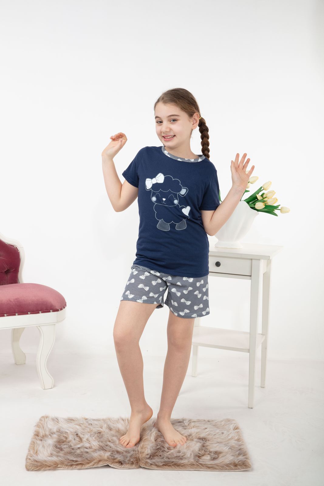 Morella Piżama Dziecięca Krótki Rękaw Roz:140-146-152-158-164 Kod:17502 - zdjęcie 2