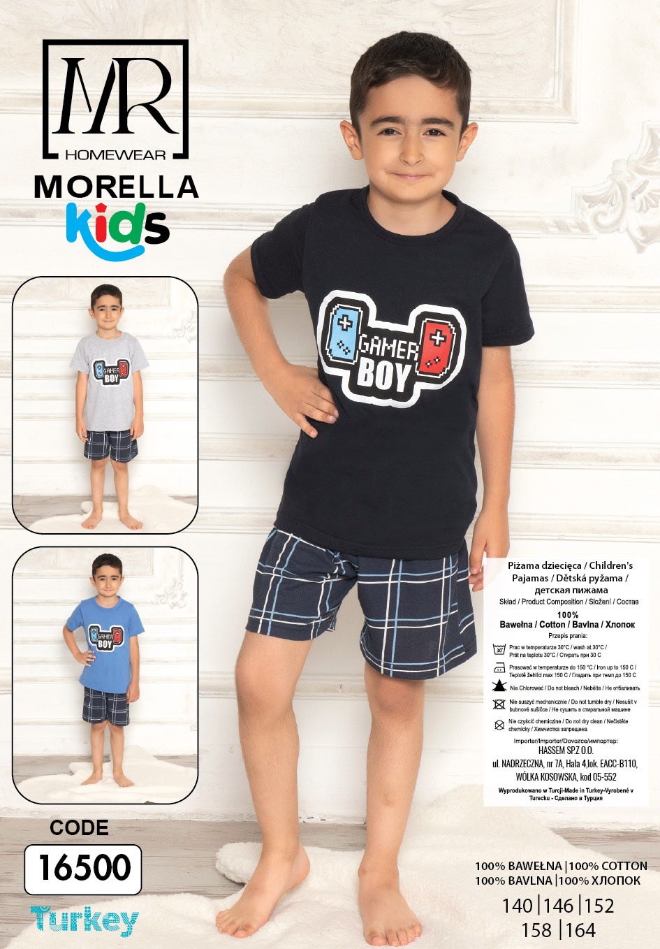 Morella Piżama Dziecięca Krótki Rękaw Szorty Roz:140-146-152-158-164 Kod:16500-2 - zdjęcie 2