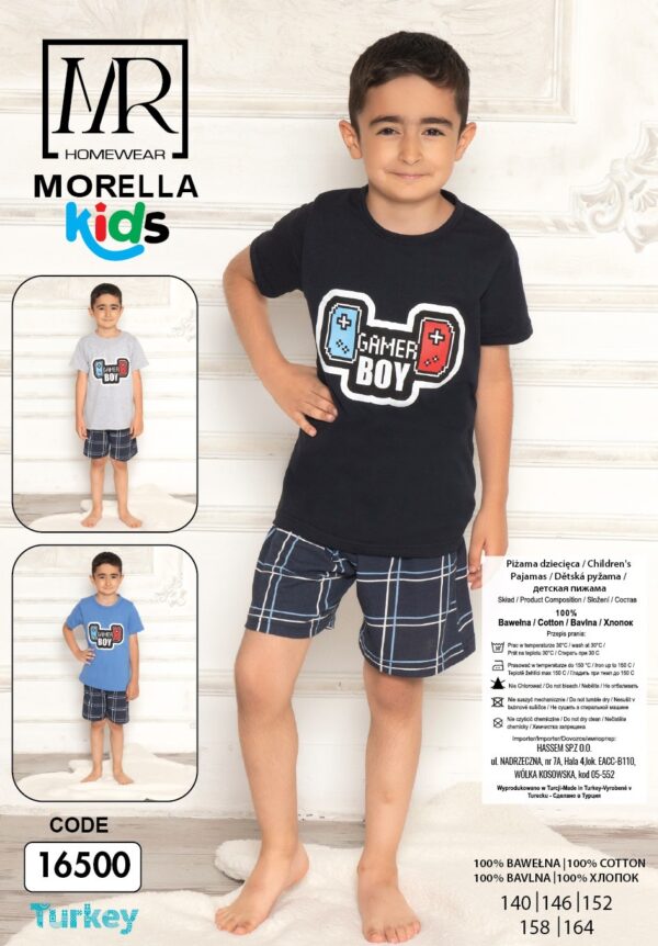 Morella Piżama Dziecięca Krótki Rękaw Szorty Roz:140-146-152-158-164 Kod:16500-2 - zdjęcie 4