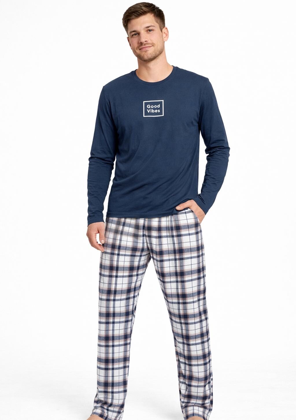 Morella Piżama Męska Bawełna Długi Rękaw Długie Spodnie Kod; TR-002 Rozmiary: S-M-L-XL