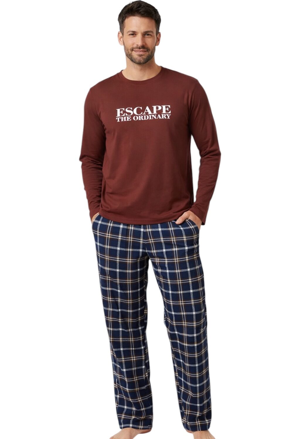 Morella Piżama Męska Bawełna Długi Rękaw Długie Spodnie Kod; TR-003 Rozmiary: S-M-L-XL