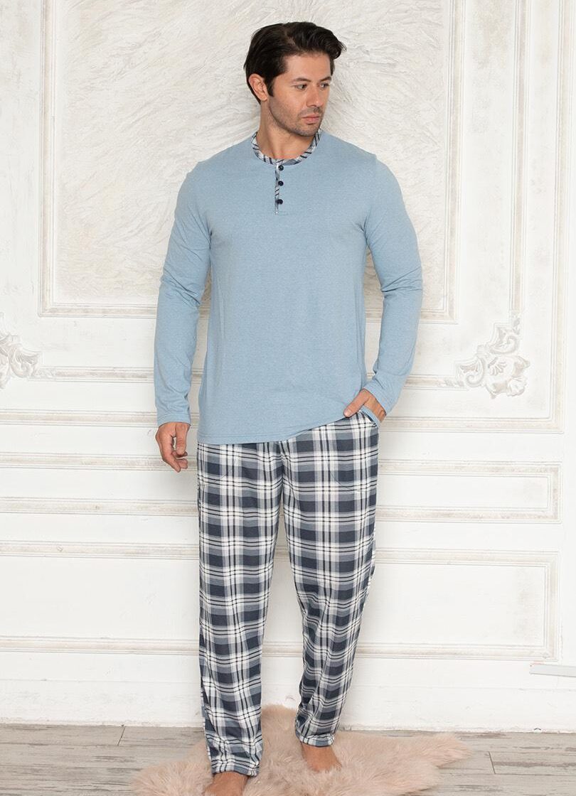 Morella Piżama Męska Bawełna Długi Rękaw Długie Spodnie Kod;038 Rozmiary: M-L-XL-XXL - zdjęcie 1