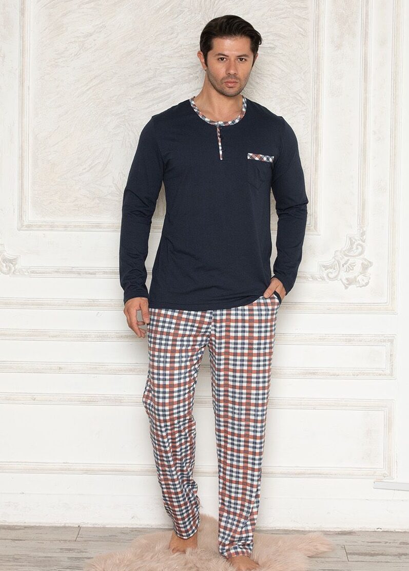 Morella Piżama Męska Bawełna Długi Rękaw Długie Spodnie Kod;044 Rozmiary: M-L-XL-XXL