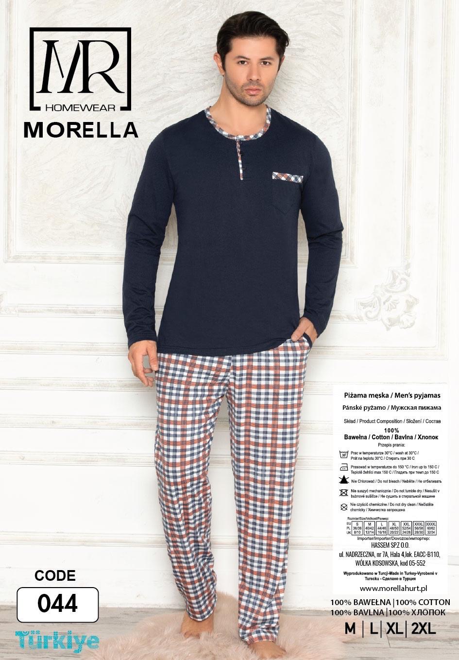 Morella Piżama Męska Bawełna Długi Rękaw Długie Spodnie Kod;044 Rozmiary: M-L-XL-XXL - zdjęcie 3