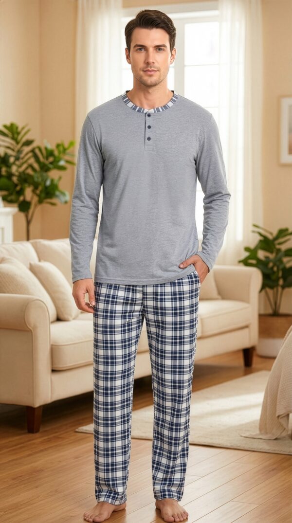 Morella Piżama Męska Bawełna Długi Rękaw Długie Spodnie Kod;046 Rozmiary: M-L-XL-XXL - zdjęcie 6