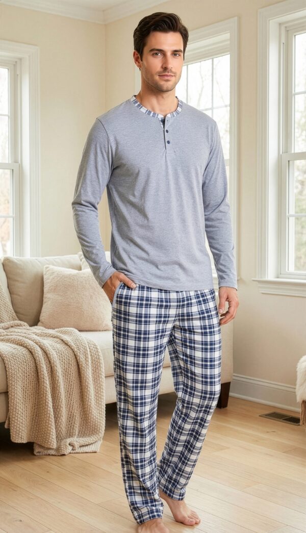 Morella Piżama Męska Bawełna Długi Rękaw Długie Spodnie Kod;046 Rozmiary: M-L-XL-XXL - zdjęcie 4