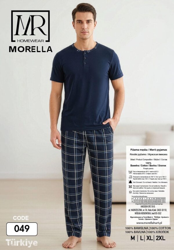 Morella Piżama Męska Bawełna Krótki Rękaw Długie Spodnie Kod;049 Rozmiary: M-L-XL-XXL - zdjęcie 6