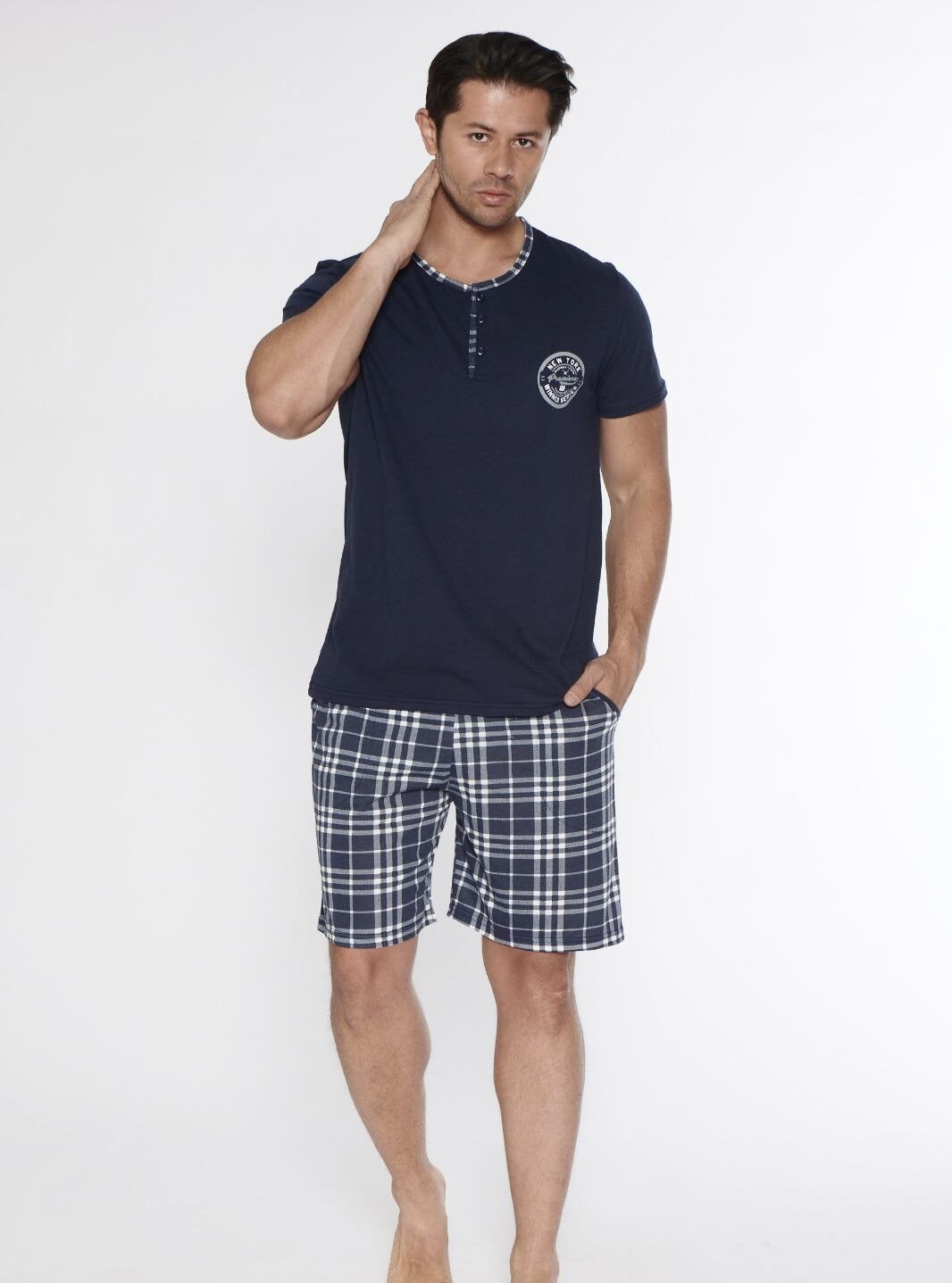 Morella Piżama Męska Bawełna Krótki Rękaw Krótkie Spodnie Kod;1009-1 Rozmiary: M-L-XL-XXL