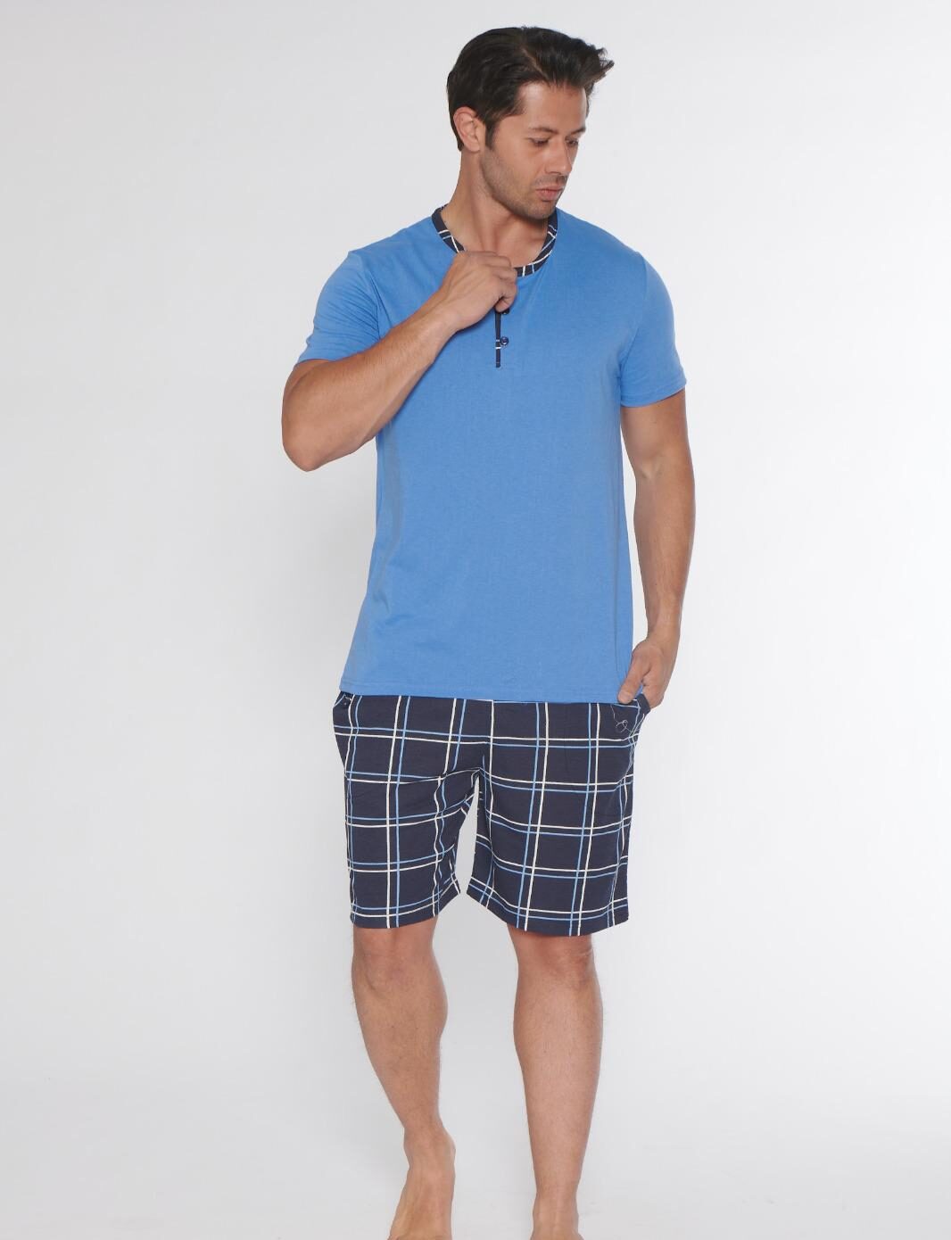 Morella Piżama Męska Bawełna Krótki Rękaw Krótkie Spodnie Kod;1010-1Rozmiary: M-L-XL-XXL - zdjęcie 1