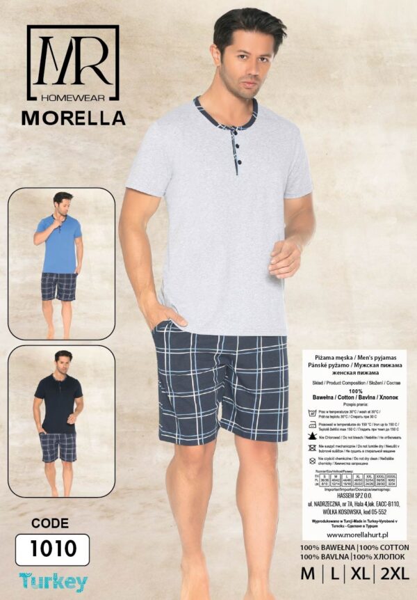 Morella Piżama Męska Bawełna Krótki Rękaw Krótkie Spodnie Kod;1010-2 Rozmiary: M-L-XL-XXL - zdjęcie 4
