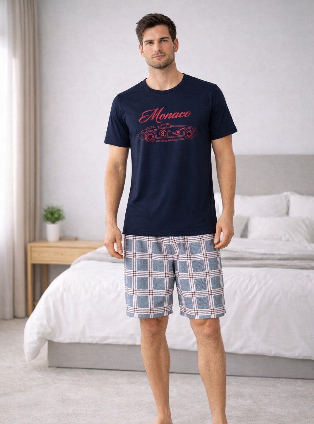 Morella Piżama Męska Bawełna Krótki Rękaw Szorty Kod;1006 Rozmiary: M-L-XL-XXL - zdjęcie 1