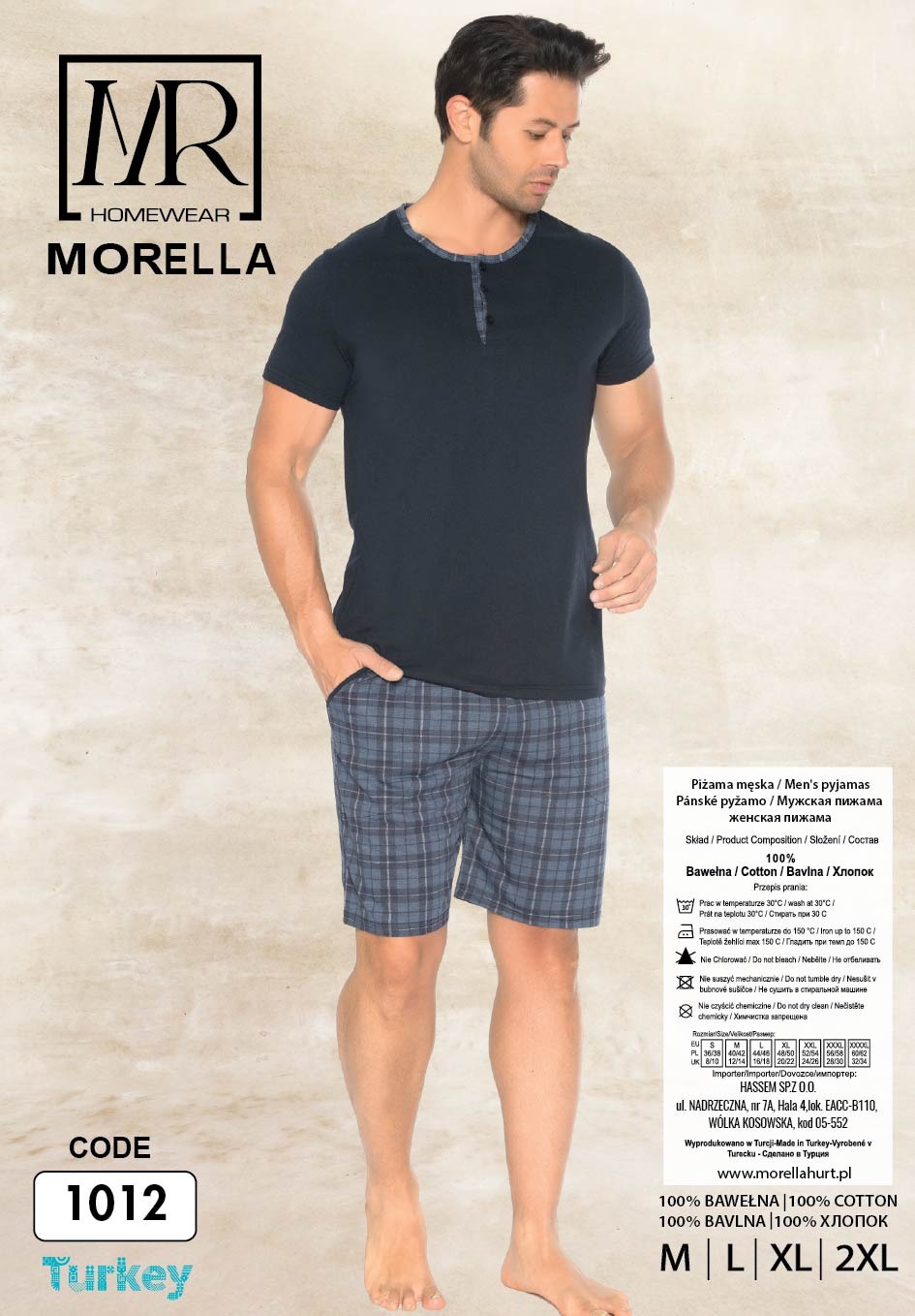 Morella Piżama Męska Bawełna Krótki Rękaw Szorty Kod;1012 Rozmiary: M-L-XL-XXL - zdjęcie 2