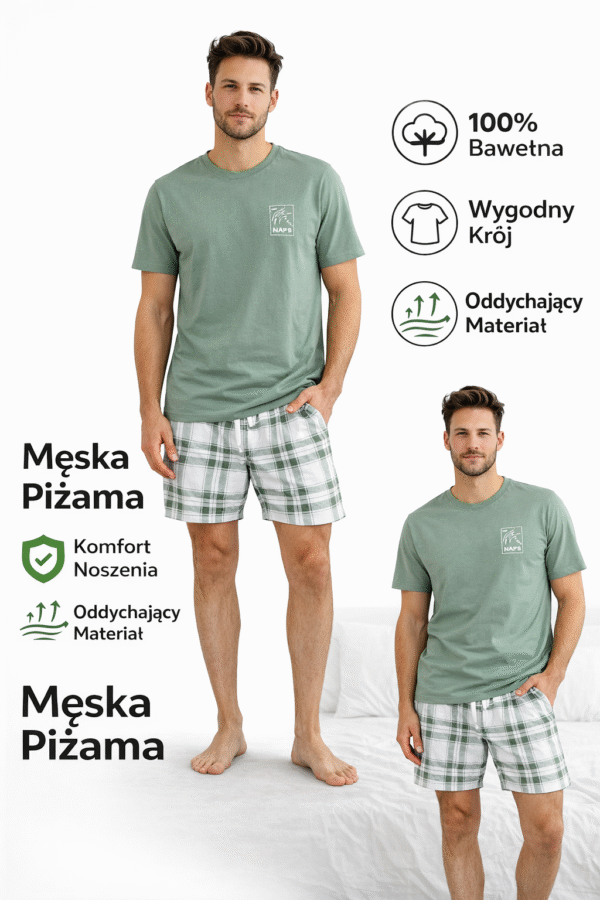 Morella Piżama Męska Bawełna Krótki Rękaw Szorty Kod;TR-001 Rozmiary: S-M-L-XL - zdjęcie 5