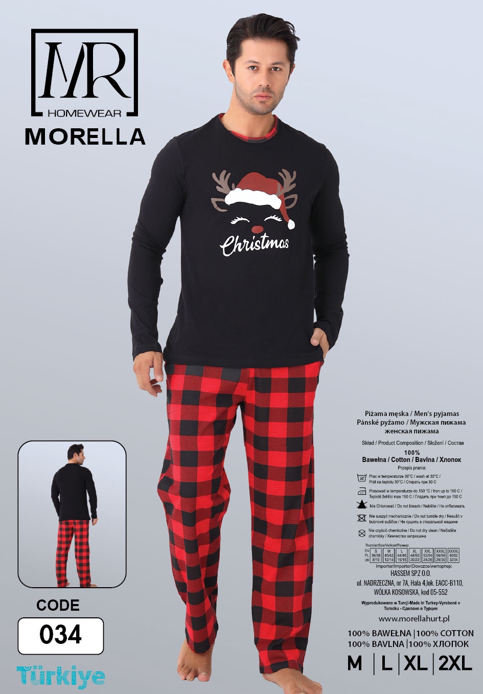 Morella Piżama Męska Długi Rękaw ŚWIĄTECZNA Kod;034 Rozmiary: M-L-XL-XXL - zdjęcie 2