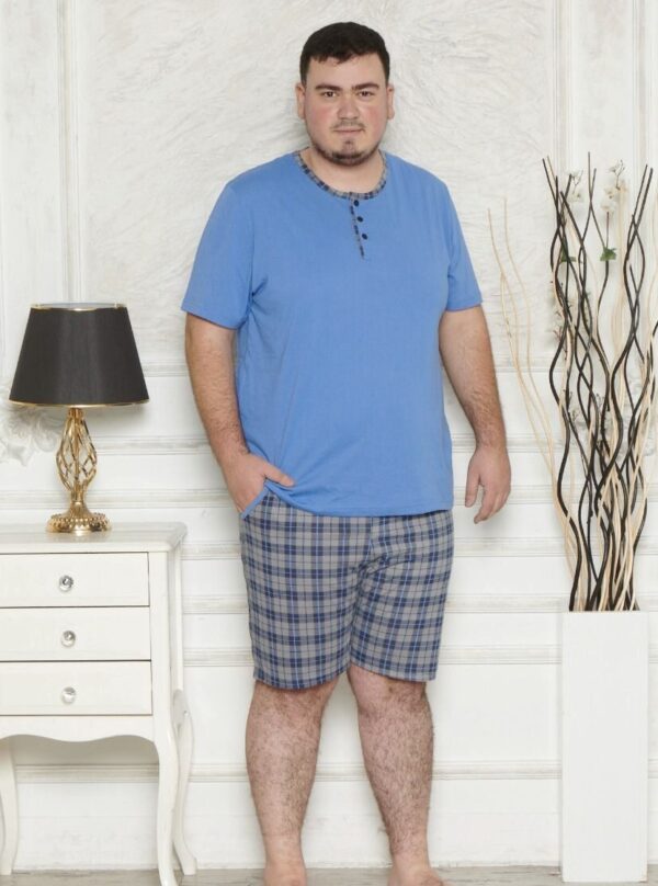 Morella Piżama Męska Krótki Rękaw Duże Rozmiary Bawełna Kod;3001-1 Rozmiary: 3XL-4XL-5XL-6XL - zdjęcie 2