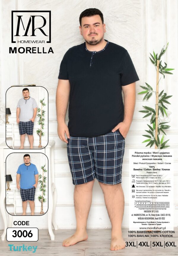 Morella Piżama Męska Krótki Rękaw Szorty Big Size Kod; 3006-1 Rozmiary:3XL-4XL-5XL-6XL - zdjęcie 4