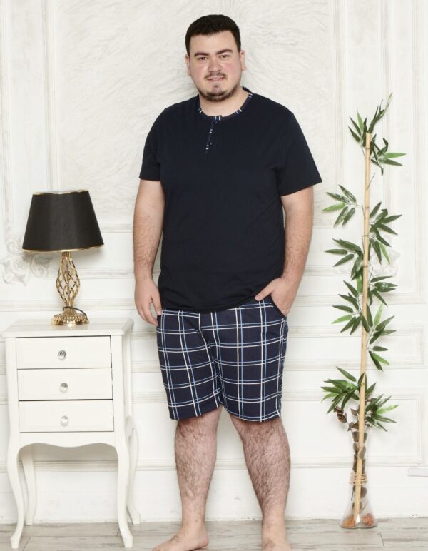 Morella Piżama Męska Krótki Rękaw Szorty Big Size Kod; 3006-2 Rozmiary:3XL-4XL-5XL-6XL - zdjęcie 3