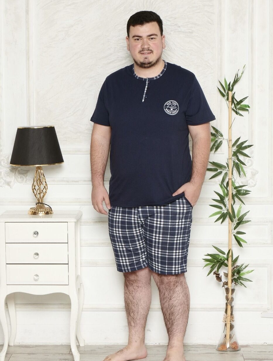 Morella Piżama Męska Krótki Rękaw Szorty Big Size Kod; 3007-1 Rozmiary:3XL-4XL-5XL-6XL - zdjęcie 1
