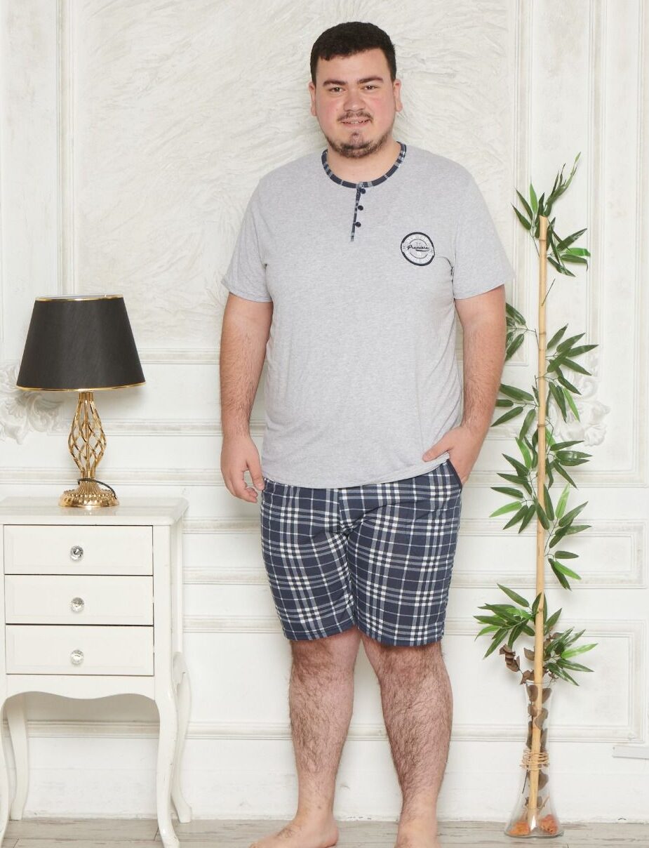 Morella Piżama Męska Krótki Rękaw Szorty Big Size Kod; 3007 Rozmiary:3XL-4XL-5XL-6XL - zdjęcie 1