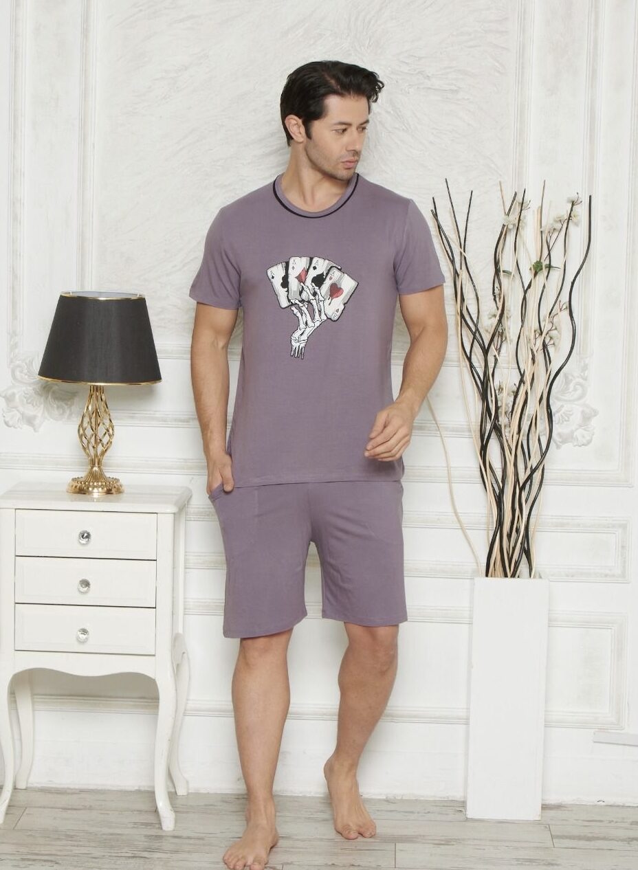 Morella Premium Piżama Męska z Wiskozy Krótki Rękaw Kod;PR-25001-1 Rozmiary: M-L-XL-XXL - zdjęcie 2