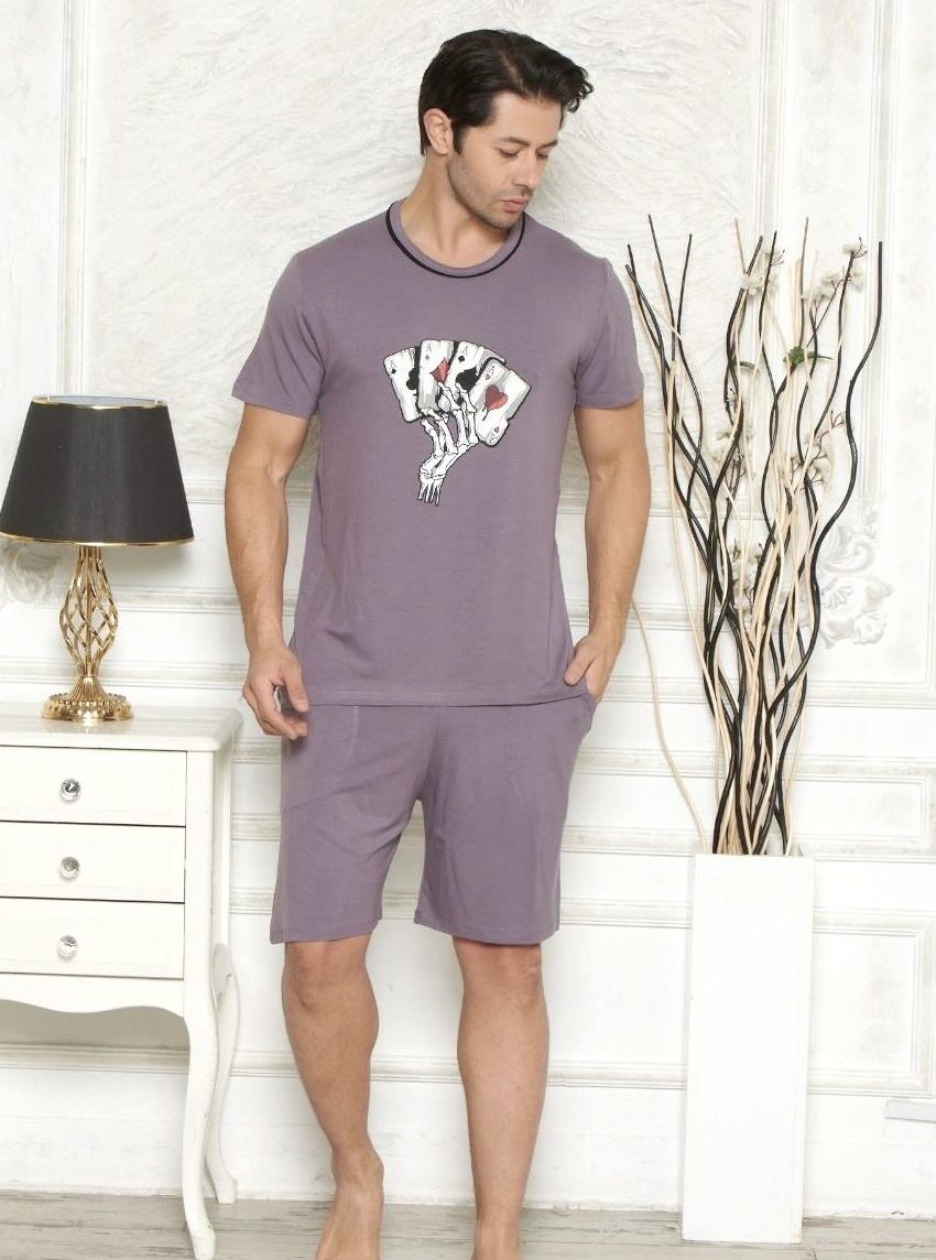 Morella Premium Piżama Męska z Wiskozy Krótki Rękaw Kod;PR-25001-1 Rozmiary: M-L-XL-XXL - zdjęcie 1