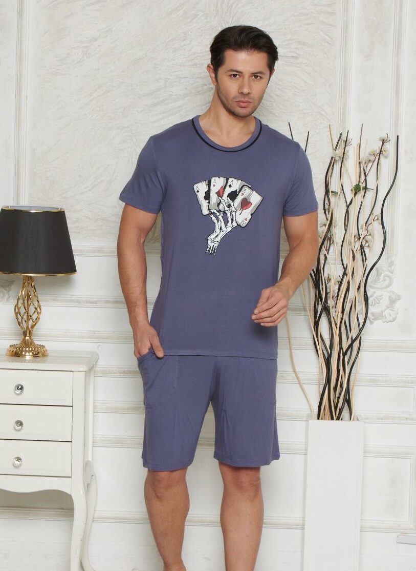 Morella Premium Piżama Męska z Wiskozy Krótki Rękaw Kod;PR-25001 Rozmiary: M-L-XL-XXL - zdjęcie 2