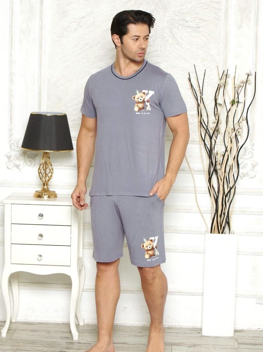 Morella Premium Piżama Męska z Wiskozy Krótki Rękaw Kod;PR-25002-2 Rozmiary: M-L-XL-XXL