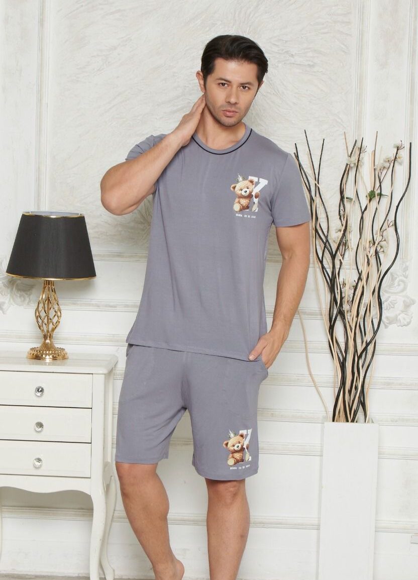 Morella Premium Piżama Męska z Wiskozy Krótki Rękaw Kod;PR-25002-2 Rozmiary: M-L-XL-XXL - zdjęcie 2