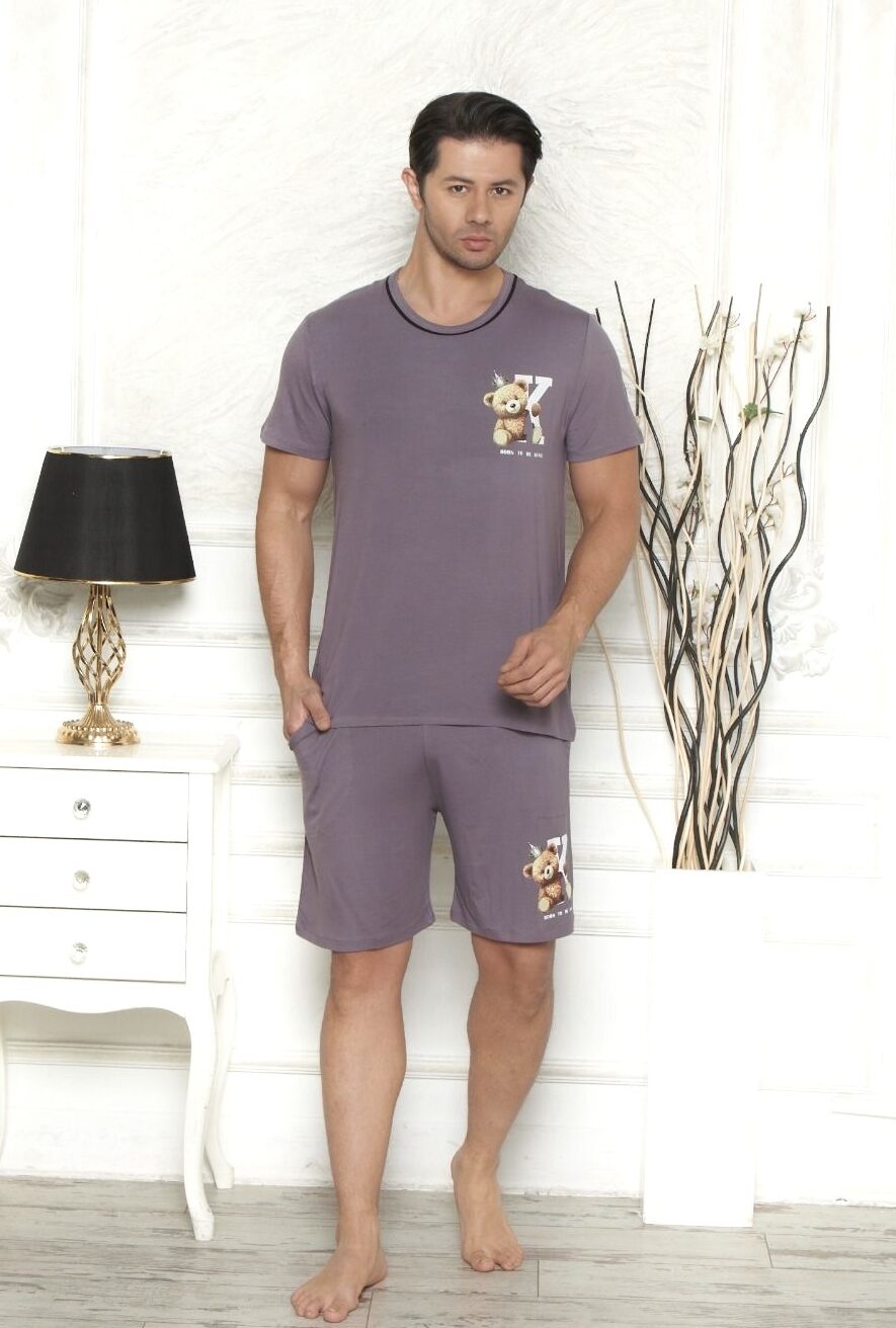 Morella Premium Piżama Męska z Wiskozy Krótki Rękaw Kod;PR-25002-3 Rozmiary: M-L-XL-XXL - zdjęcie 2