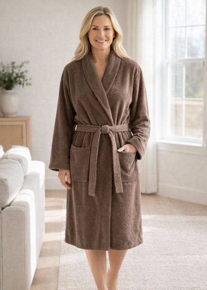 MORELLA PREMIUM Szlafrok Damski Szalowy BAWEŁNA-FROTTE kod; PR-1-14002 Rozmiary; S-M / L-XL / XXL-3XL - zdjęcie 1