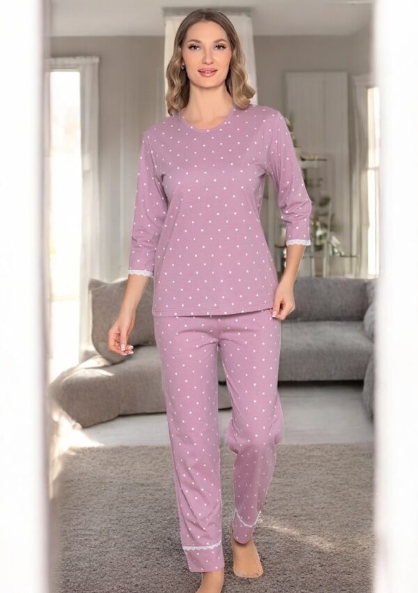 Piżama Damska 3/4 Rękaw Długie Spodnie Koronka Morella GOLD kod: GD-4-020 Rozmiar; S-M-L-XL-2XL - zdjęcie 3