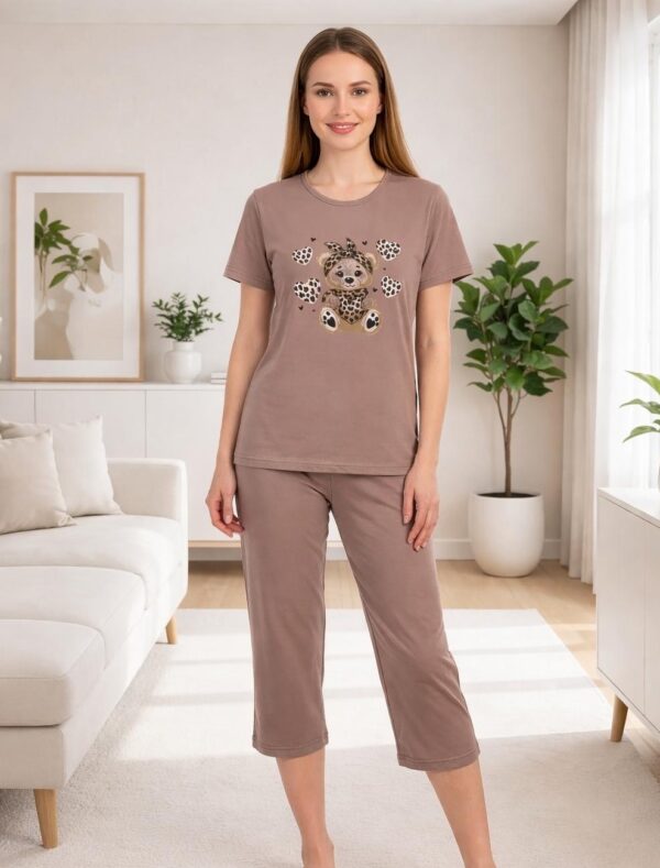 Piżama Damska Bawełna Krótki Rękaw Spodnie 3/4 Morella GOLD kod;GD-1-1012-1 Rozmiar; S-M-L-XL-XXL - zdjęcie 3