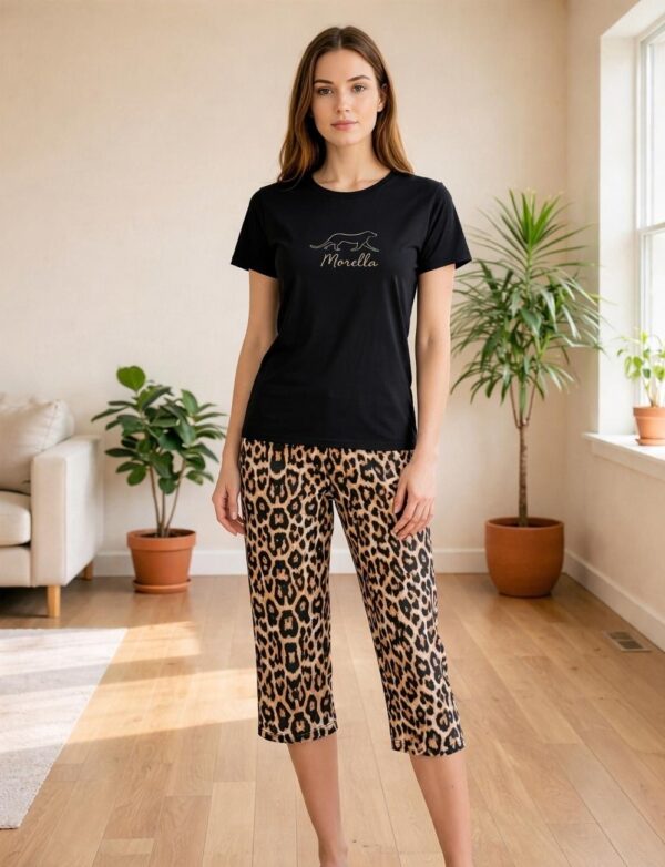 Piżama Damska Bawełna Krótki Rękaw Spodnie 3/4 Morella GOLD kod;GD-1-1013 Rozmiar; S-M-L-XL-XXL - zdjęcie 4