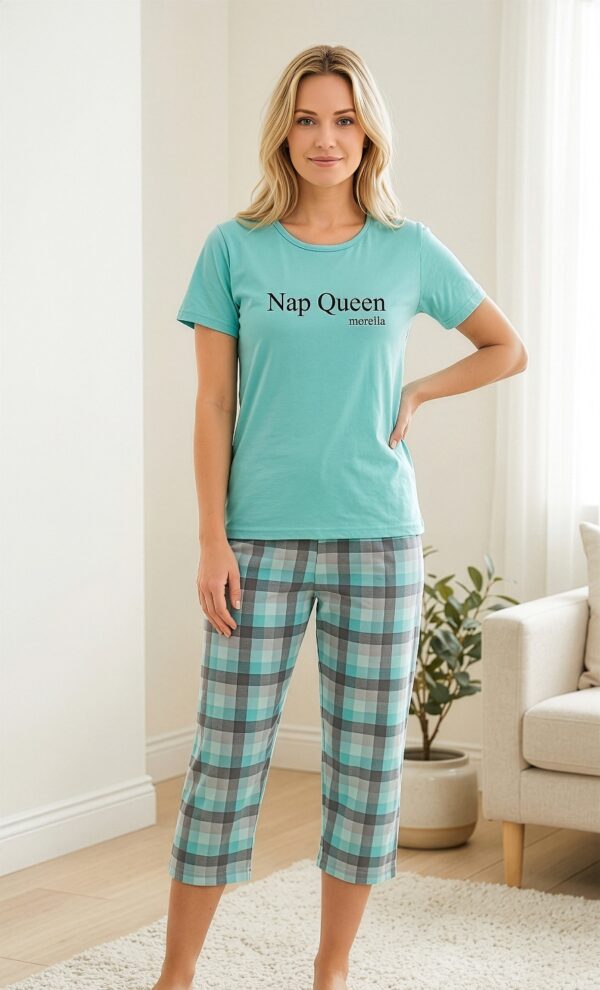 Piżama Damska Bawełna Krótki Rękaw Spodnie 3/4 Morella GOLD kod;GD-1-1017-1 Rozmiar; S-M-L-XL-XXL - zdjęcie 3