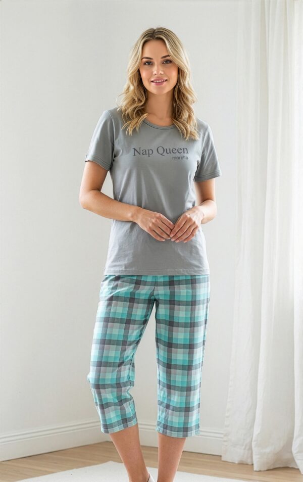 Piżama Damska Bawełna Krótki Rękaw Spodnie 3/4 Morella GOLD kod;GD-1-1017 Rozmiar; S-M-L-XL-XXL - zdjęcie 3