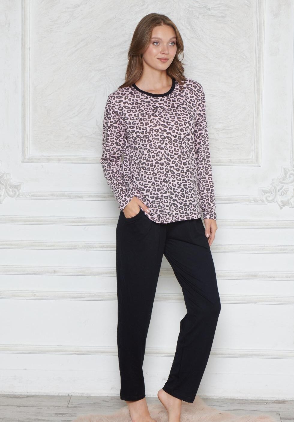 Piżama Damska Długi Rękaw Długie Spodnie Bawełna- Wiskoza Morella GOLD kod: 4026-2 Rozmiar; M-L-XL-2XL - zdjęcie 1