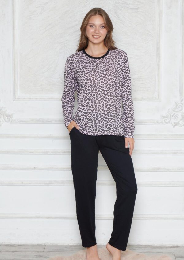 Piżama Damska Długi Rękaw Długie Spodnie Bawełna- Wiskoza Morella GOLD kod: 4026 Rozmiar; M-L-XL-2XL - zdjęcie 3