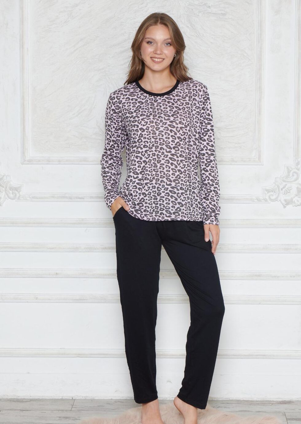 Piżama Damska Długi Rękaw Długie Spodnie Bawełna- Wiskoza Morella GOLD kod: 4026 Rozmiar; M-L-XL-2XL