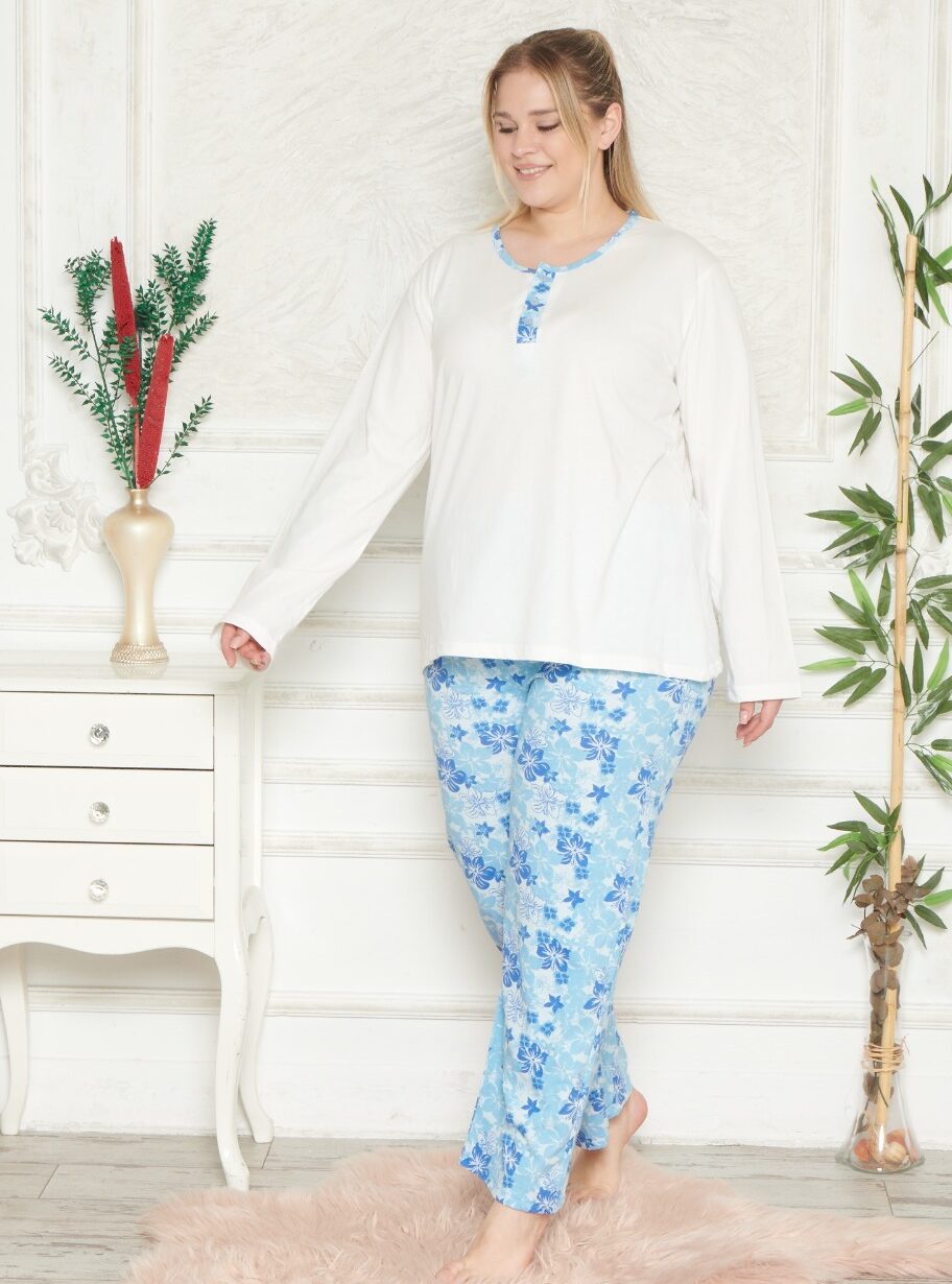 Piżama Damska Długi Rękaw Długie Spodnie Morella GOLD Duże Rozmiary kod;GD-1-6000-1 Rozmiar; 1XL-2XL-3XL-4XL - zdjęcie 1