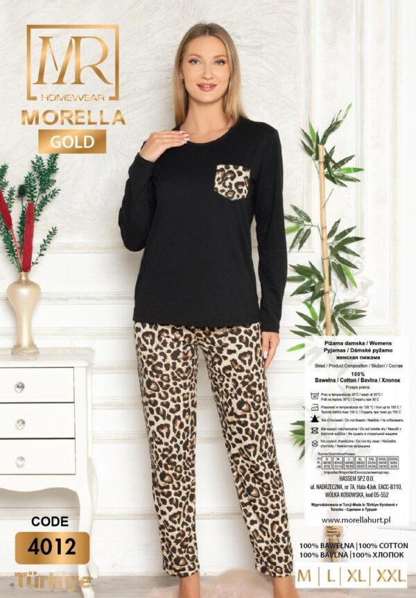 Piżama Damska Długi Rękaw Długie Spodnie Morella GOLD kod: 4012 Rozmiar; M-L-XL-2XL - zdjęcie 5