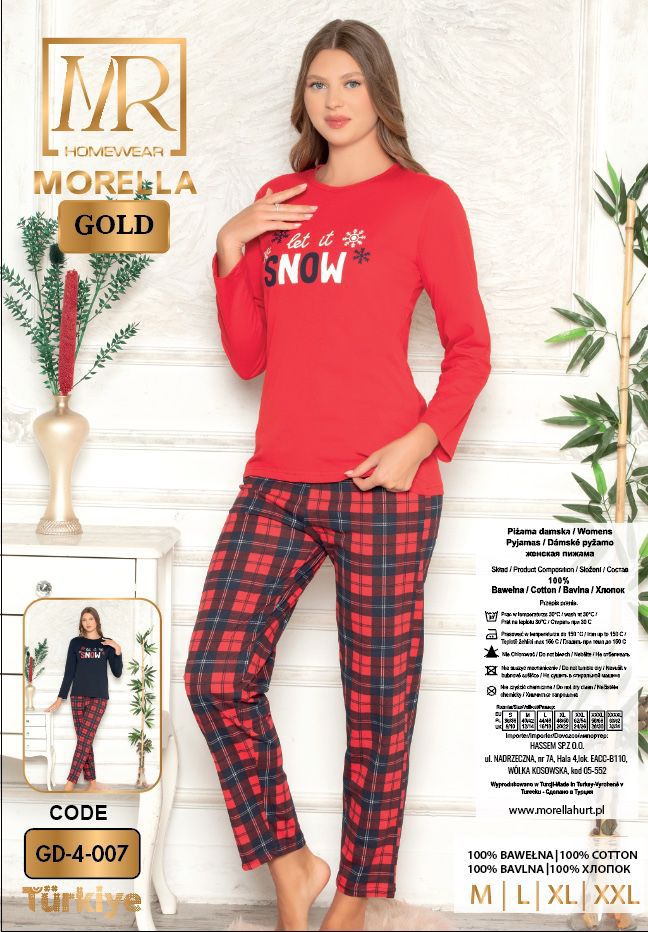 Piżama Damska Długi Rękaw Długie Spodnie Morella GOLD kod: GD-4-007 Rozmiar; M-L-XL-2XL - zdjęcie 2