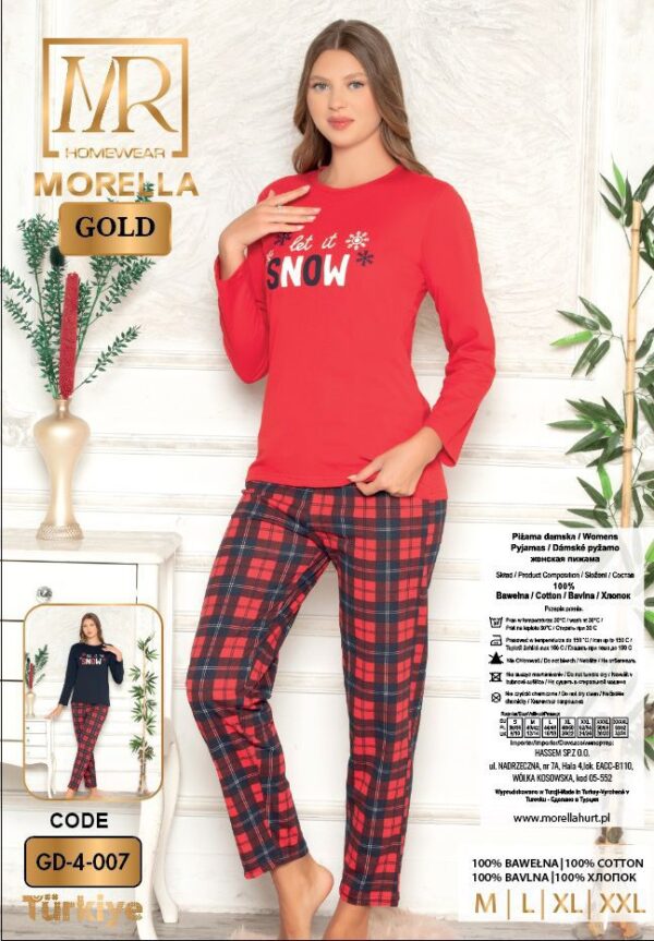 Piżama Damska Długi Rękaw Długie Spodnie Morella GOLD kod: GD-4-007 Rozmiar; M-L-XL-2XL - zdjęcie 4