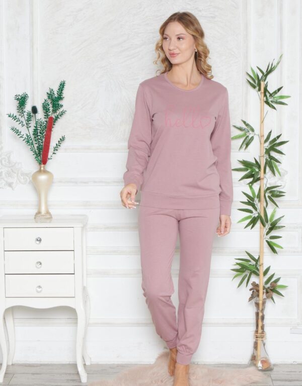 Piżama Damska Długi Rękaw Długie Spodnie Ściągacze Morella GOLD kod: GD-4-010-2 Rozmiar; M-L-XL-2XL - zdjęcie 4